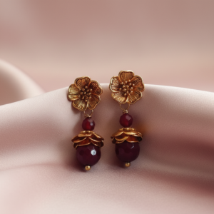 Orecchini con roselline con Agata e Giada Rossa