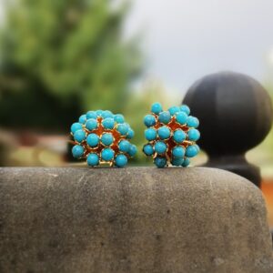 Orecchini in stile Liberty con perle color Turchese