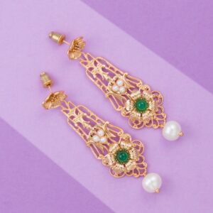 Orecchini in stile Liberty con Perle e Agata verde