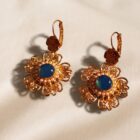 Orecchini a forma di fiore con Agata blu e Perle