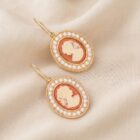 Orecchini con Cammeo Rosa e Perle