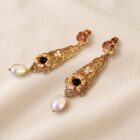 Orecchini in stile Liberty con Perle e Onice Nera