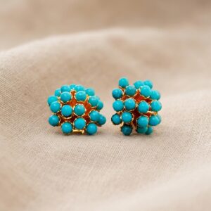 Orecchini in stile Liberty con perle color Turchese