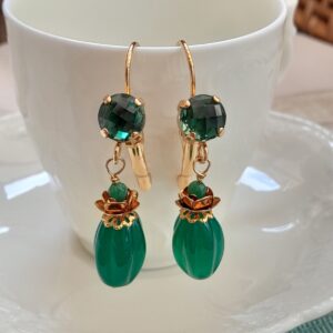 Orecchini con Quarzo Verde e Agata Verde pendente