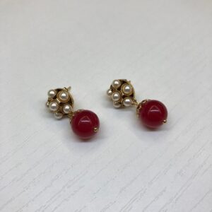 Orecchini in stile retrò con Perle e Agata rossa