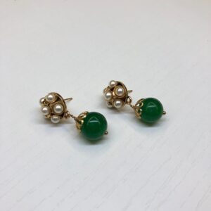 Orecchini in stile retrò con Perle e Agata verde