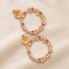 Orecchini in stile Liberty a cerchio con zirconi e perle