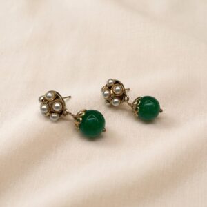 Orecchini in stile retrò con Perle e Agata verde