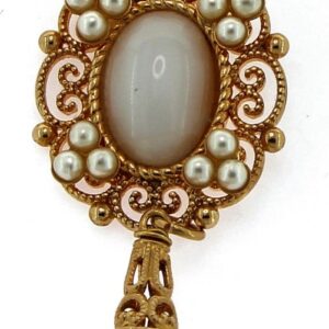 Collana stile rinascimentale con madreperla e pendente in quarzo rosa a forma di goccia - Promozione